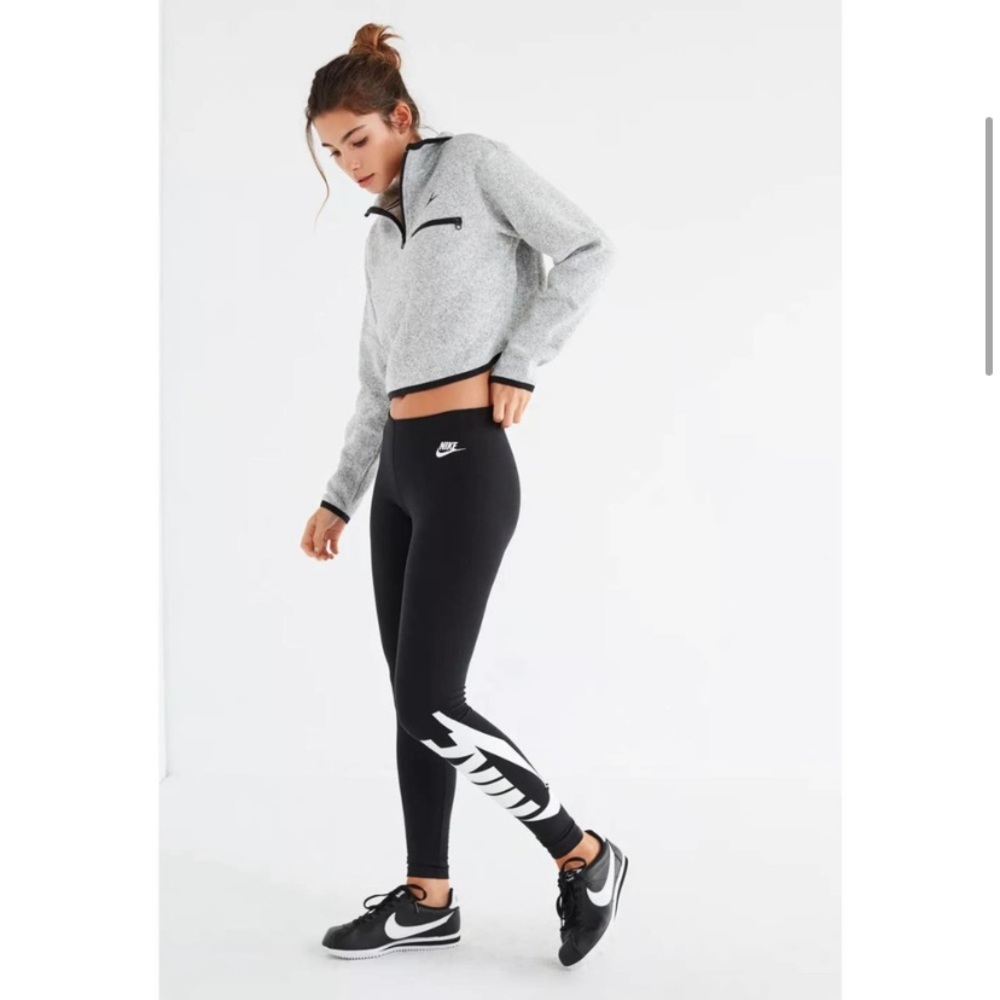 Nike Gray Summit Cropped Half Zip Pullover Fleece